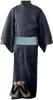IKS Yukata Set Paulownia Wood Easy To Solid Color 3 M Men's 3-Piece (Yukata, One-Touch Obi, Geta) - Dress, Simple, (No. Black, (160-170cm))