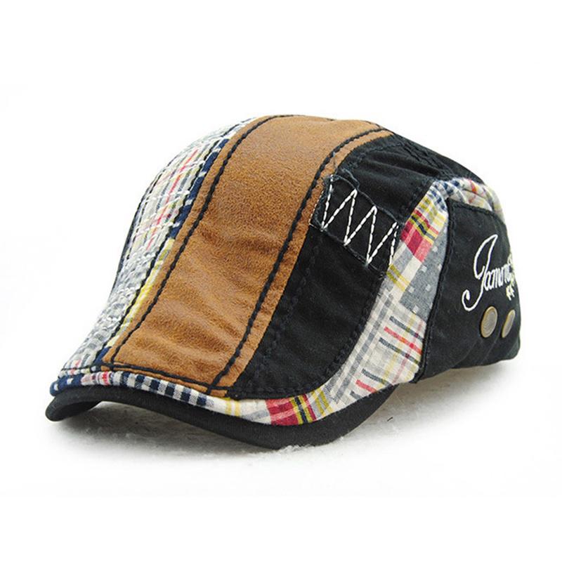 Fashion Unisex Men Newsboy Cabbie Gatsby Flat Cap Cotton Golf Beret Patchwork Hats