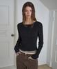 Simeteuligpeosenteu Layered Henley Neck Top / Black