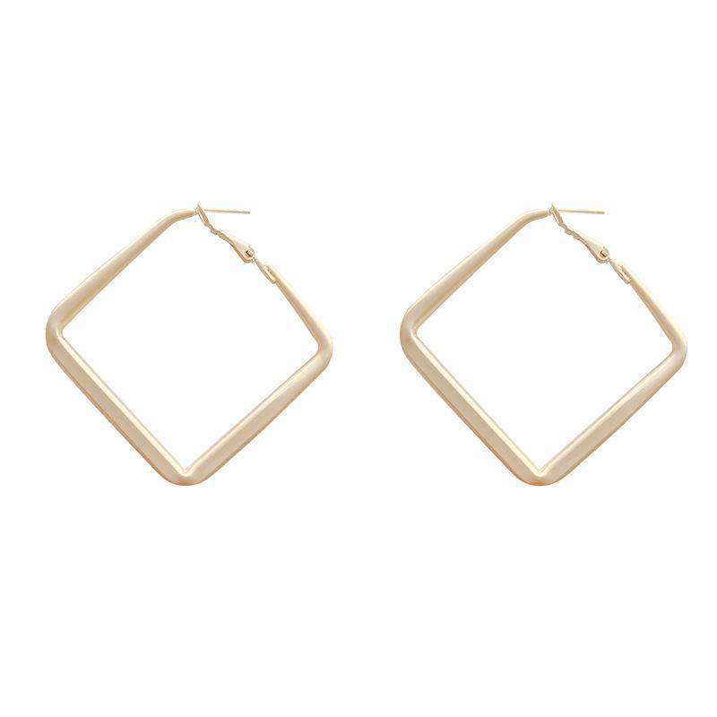 S925 Silver Needle Geometric Gold Earrings for Women, Korean Style, Frosted Design, European & American Influence, All-Match Temperament.
