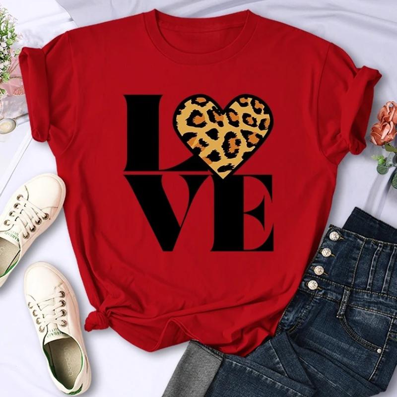 Vintage Leopard Love Forever Women T Shirt Fashion Casual Short Sleeve Hip Hop Cool Clothes Breathable Crewneck Tshirt FeUnisex
