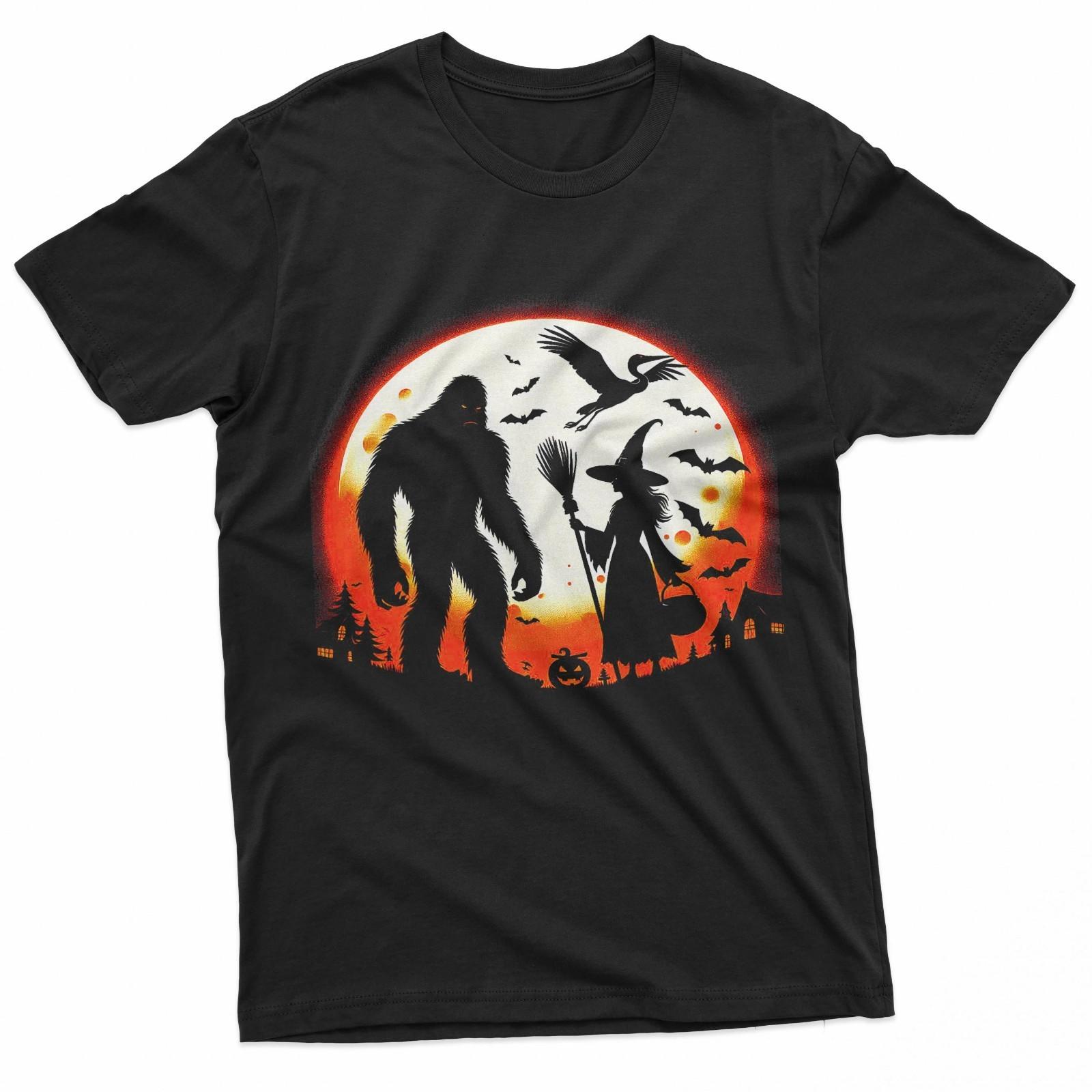 Bigfoot and Witch Pumpkin Halloween Costume Sasquatch T-Shirt L