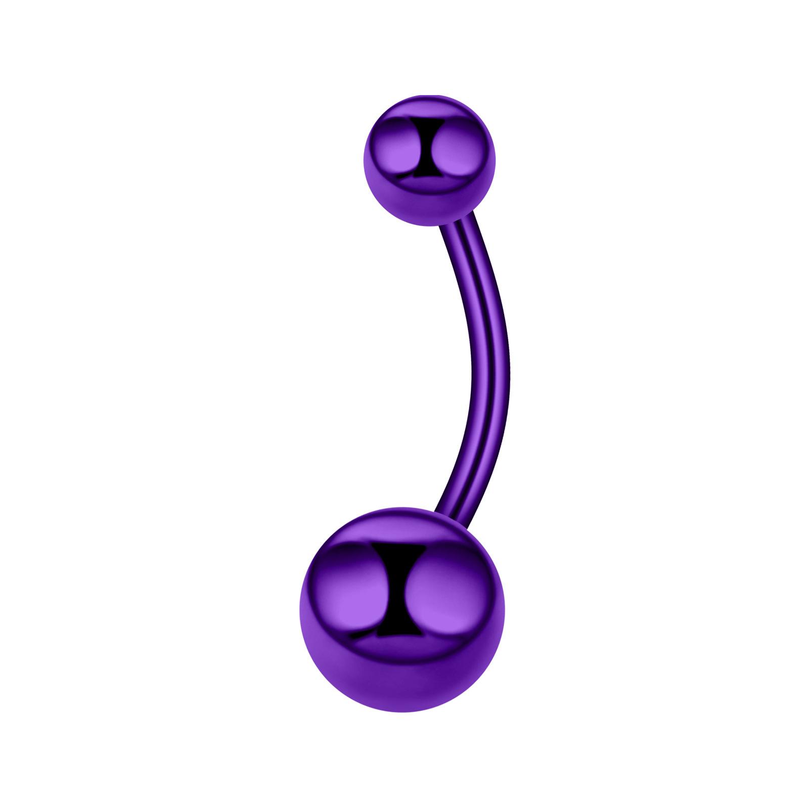 

Красочное кольцо для пирсинга пупка из нержавеющей стали, титановая сталь, двусторонний круглый шарик, штанга для пирсинга пупка, серьга-пусет для пирсинга козелка уха фиолетовый
