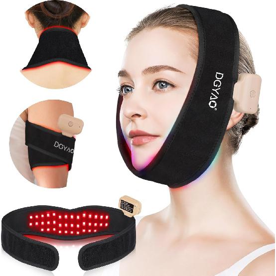 

Red Light Therapy for Chin Neck, 8 Color Cordless Infrared Light Therapy Belt for Chin Firming V Face Lifting, Rechargeable Infrared Neck Wrap with