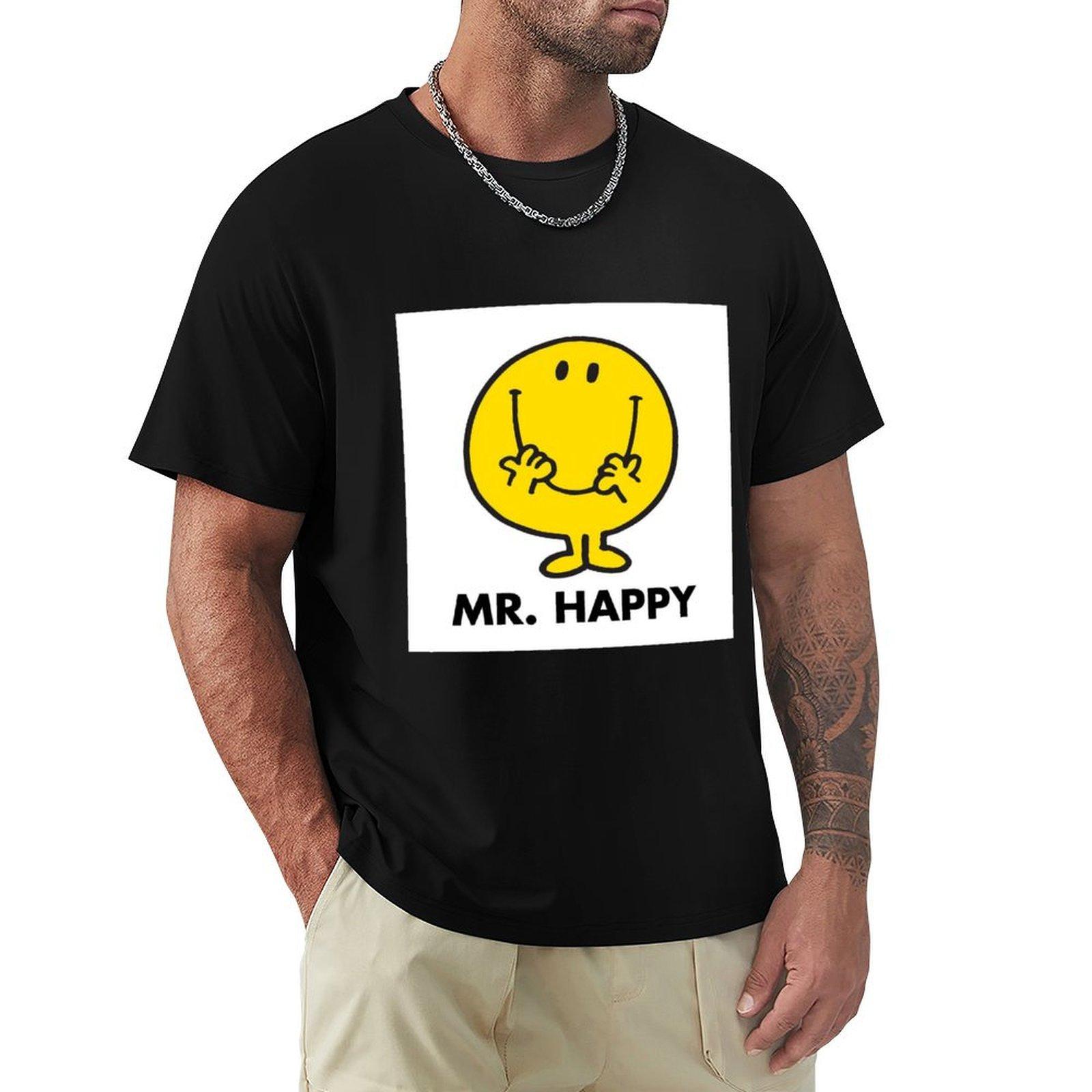 

Mr happy TShirt funny gifts fashion shirts plus size clothes men t shirts 4XL