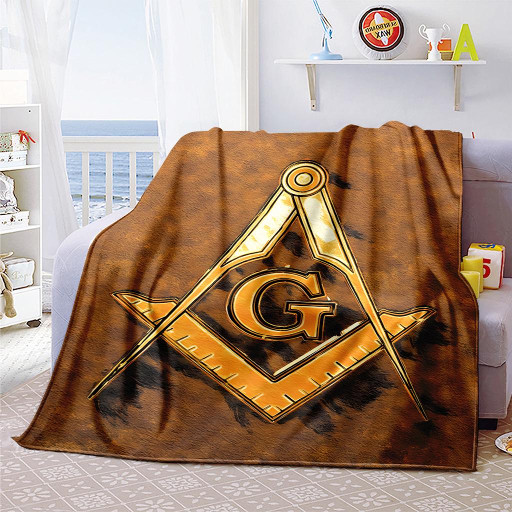 1PC  Freemason Poster Masonic Symbols  Soft Comfortable Throw Blanket Suitable All Seasons Great Gift Idea Home Office Travel