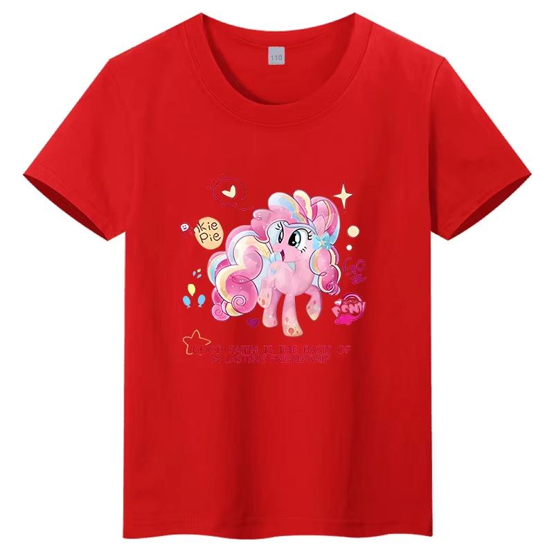 2026 Summer My Little Pony Pinkie Pie Cartoon Character Print Childrens Tshirt 100 pure cotton family wear
