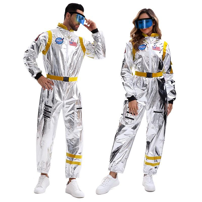 Unisex Astronaut Costume Cosplay Jumpsuit Halloween Party Space Theme Role Play Outfit