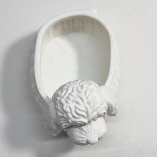 Paper Clip Storage Box Poodle Shaped Organizer, 3D Print Decorative Ornament, Plastic Novelty Desk Decoration White Container for Small Objects