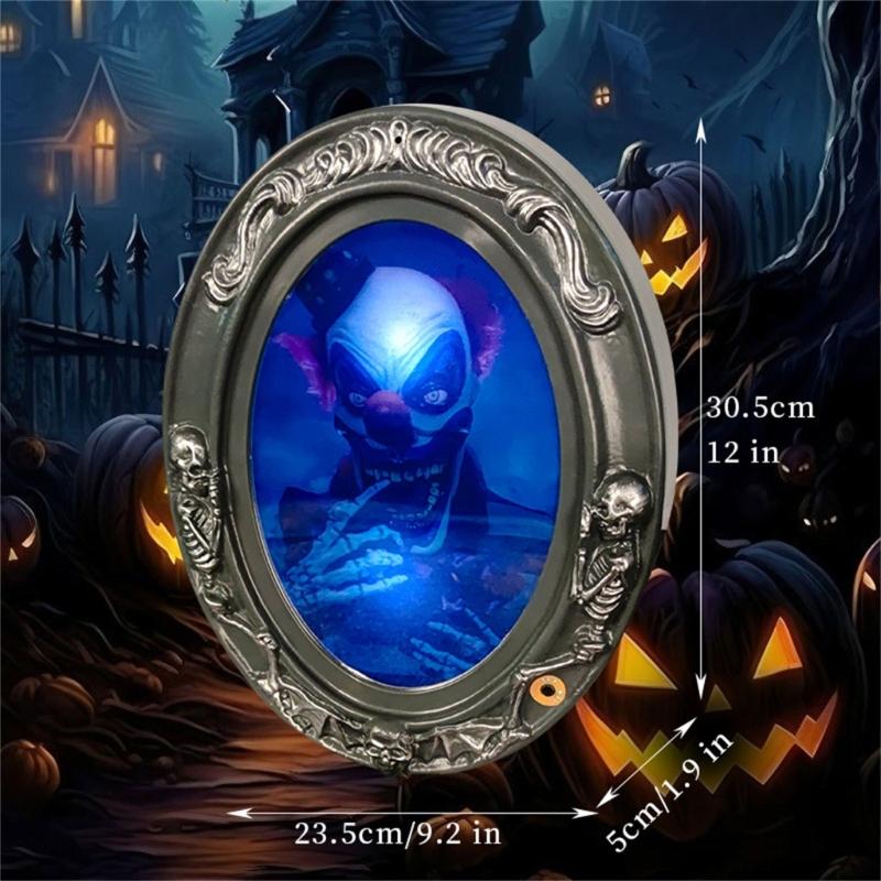 Luce Specchio Decorazione Halloween Illuminato Cornice Dettagliata Ornamento da Appendere per Ingresso Scaffali Parete Stile Sala Eventi