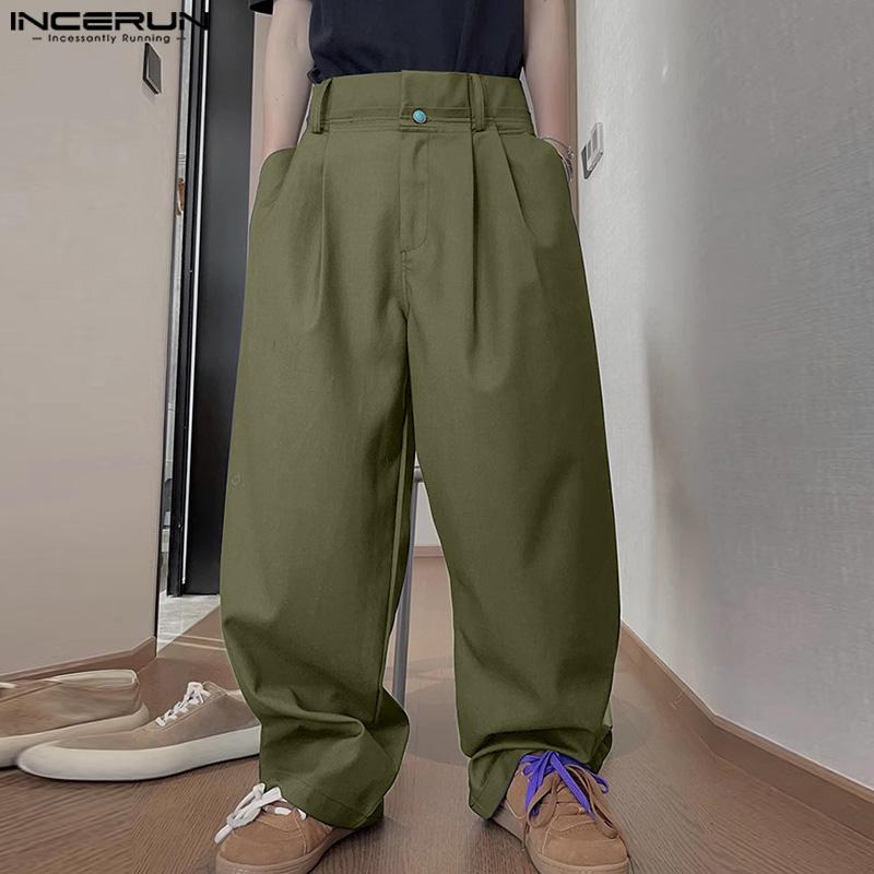 

INCERUN S-5XL Men High Waist Zip-up Pants Casual Long Harem Trousers L синій