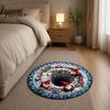 Round Christmas Area Rug Rug, 3D Optical Illusion Floor Mat with Santa Candy Cane Print, Non-Slip Stain Resistant Carpet for Living Room Bedroom