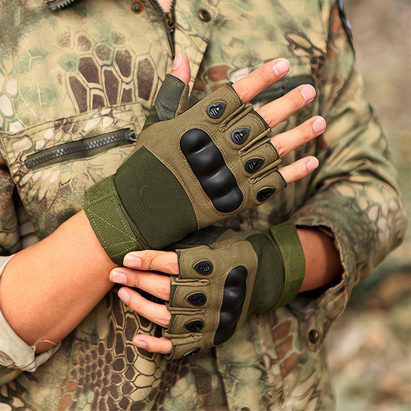Men's Tactical Half-Finger Gloves: Shock Absorption, Camouflage, for Training, Cycling, Motorcycle, and Outdoor Safety.