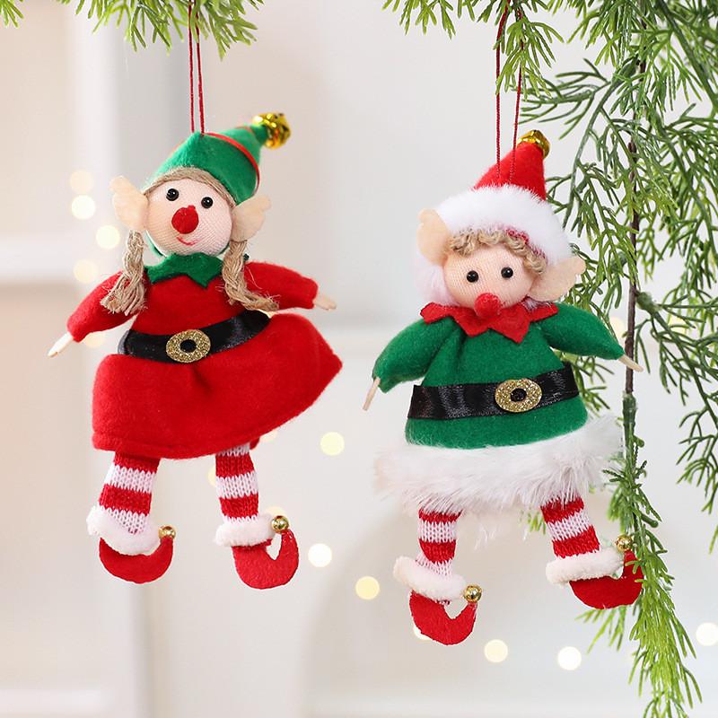 Weihnachtselfenpuppen-Ornament aus Stoffmaterial für Feiertagsbaumdekorationen
