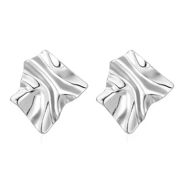 Náušnice puzetky z nerezové oceli pozlacené 18K zlatem, francouzský retro styl, nepravidelné visací