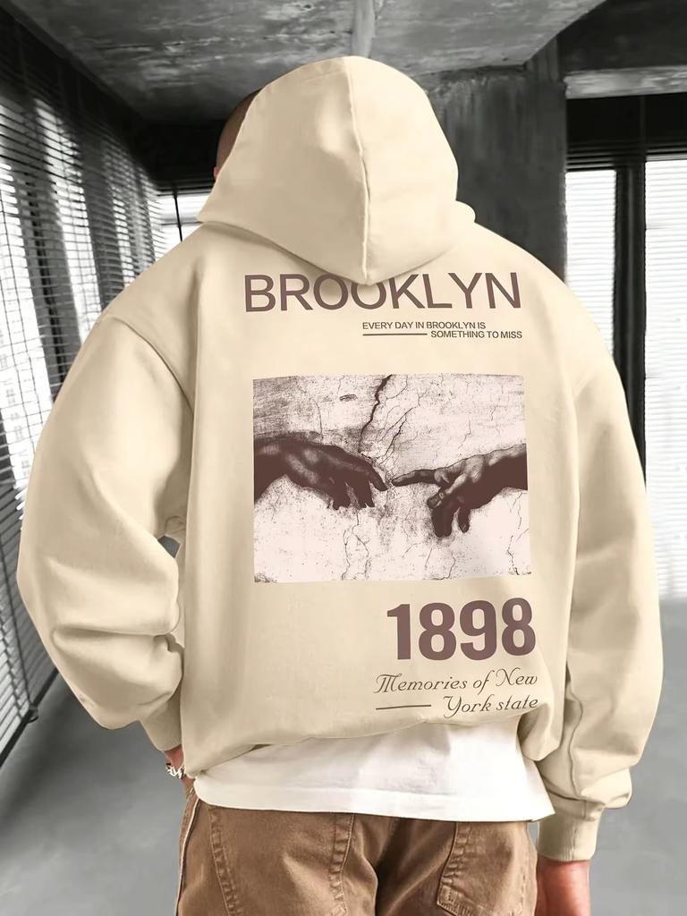Men's Retro Brooklyn 1898 Pattern Fashion Retro Hoodie Casual Street Style Autumn_Winter Hoodie hoodie sweatshirt hoodies