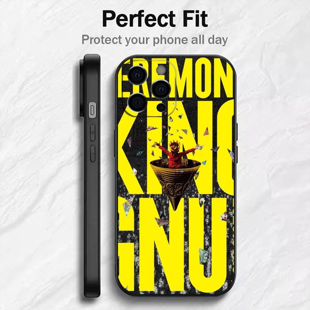 The Band K-King-G-Gnu Printed Phone Case For iPhone17,16,15,14,13,12 Plus,Max Soft Silicone Black Cover