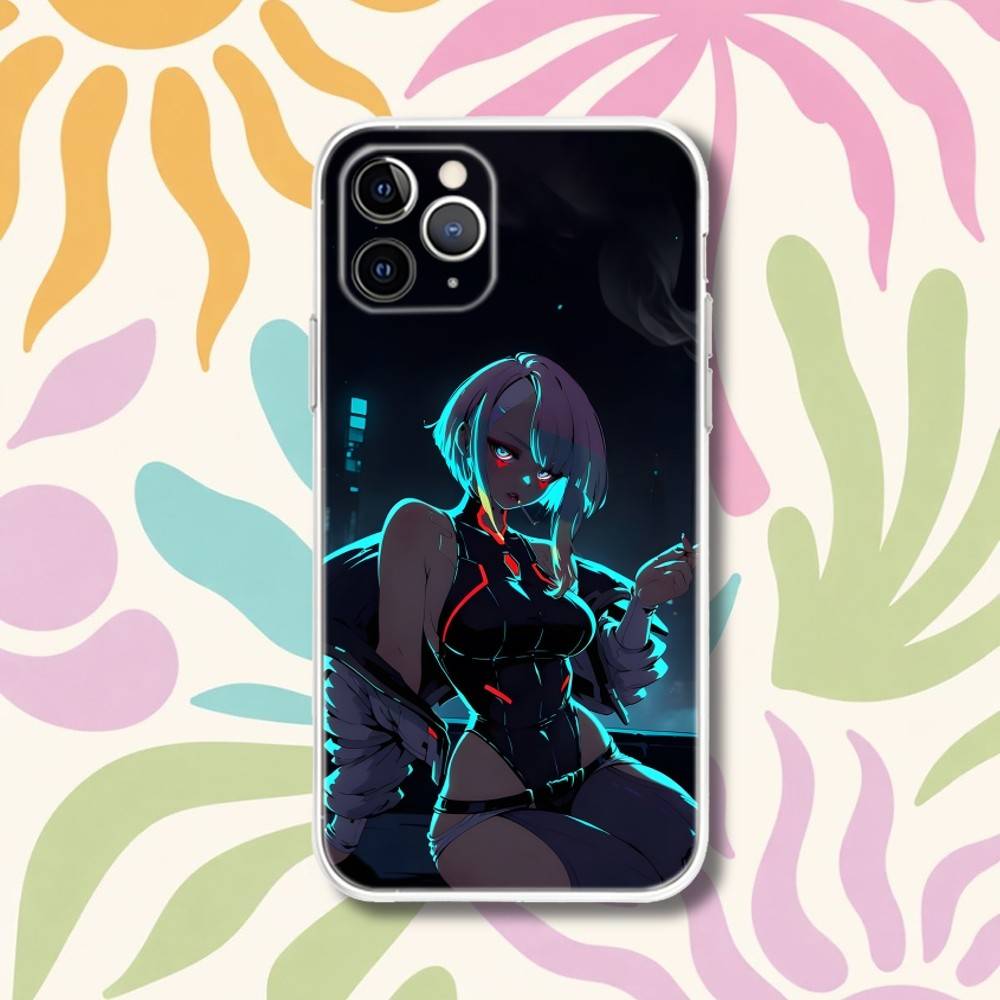 

L-Lucy C-Cyberpunk Anime Phone Case For iPhone 17,16,15,11,12,14,13 Pro Max Plus Mini X,XS,XR,7,16E Air Transparent Cover Fundas iPhone14