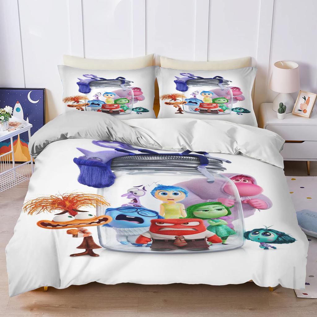 Inside Out Anime Home Bedroom Comforte Nordic polyester material suitable for children and adults 3-piece set