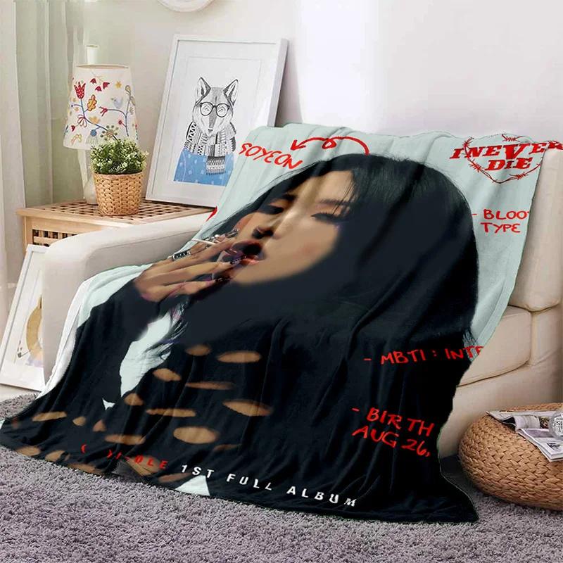 Kpop (G)I-DLE Kpop Girl Miyeon Soft Plush Blanket, Flannel Blanket Throw Blanket for Living Room Bedroom Bed Sofa Picnic Cover
