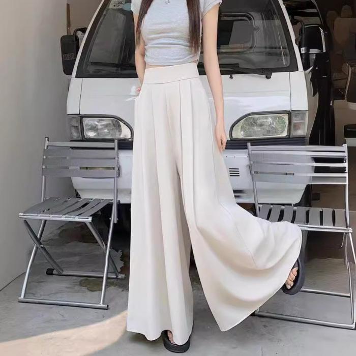 Korean Style 2024 Wide-Leg Women's Skirt-Pants: Super Loose Summer Casual Draped Swing Design
