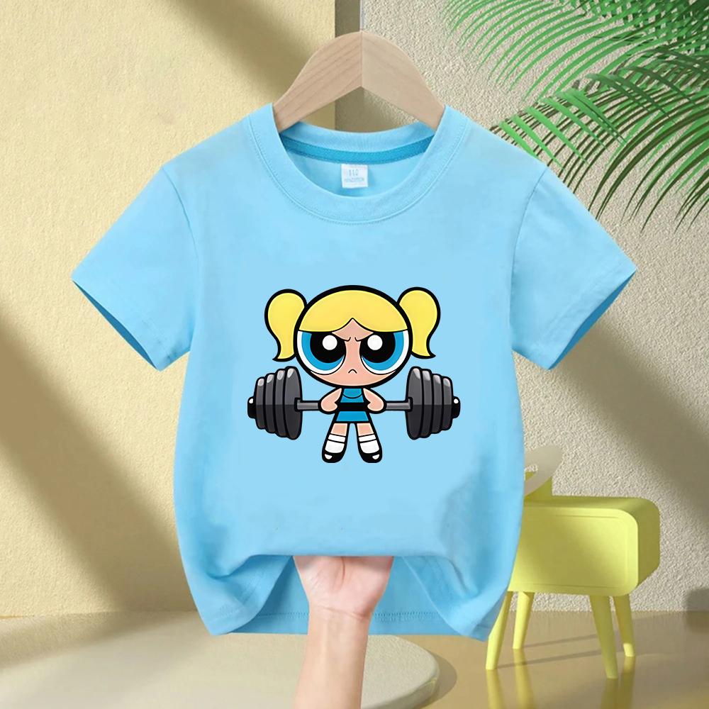 Girls Super Powerful Blouse Training Streetwear Tshirt Kids Shirt Academy Fitness Tshirt