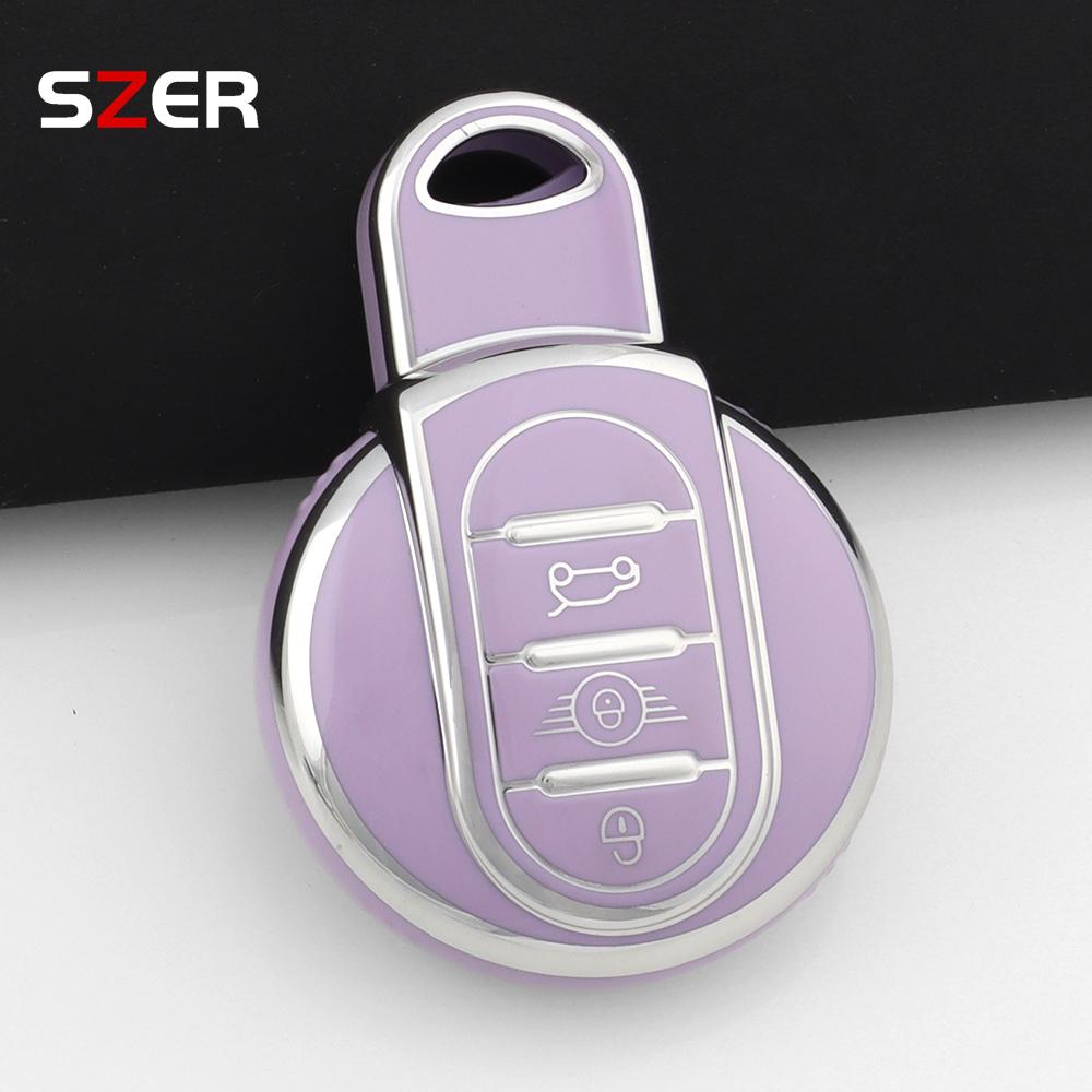 Pink Tpu Car Key Case Cover Protection Shell For Bmw Mini Coopers One Jcw F56 F55 F54 F57 F60 R55 R56 R57 R58 R59 R60 S Roadster