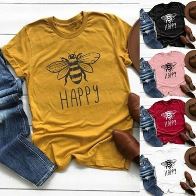 Women Graphic Bee Print T Shirts Cute Soft Loose Fit Summer Casual Tee Sizes S 5xl