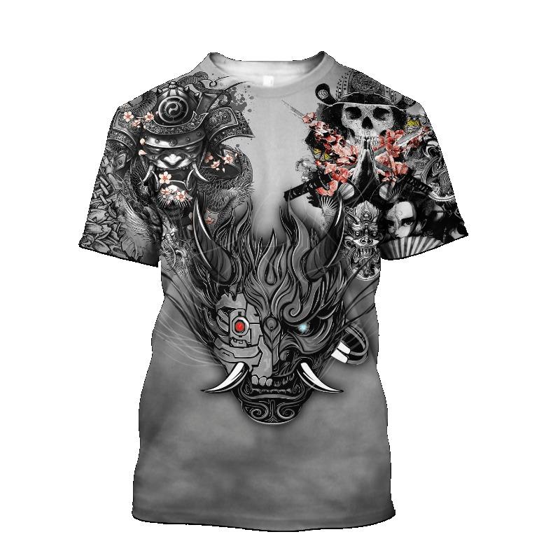Summer Fashion Men Samurai graphic t shirts Personality Casual Cool Trend Printed Tees Oversized O-neck quick-drying t-shirt Top