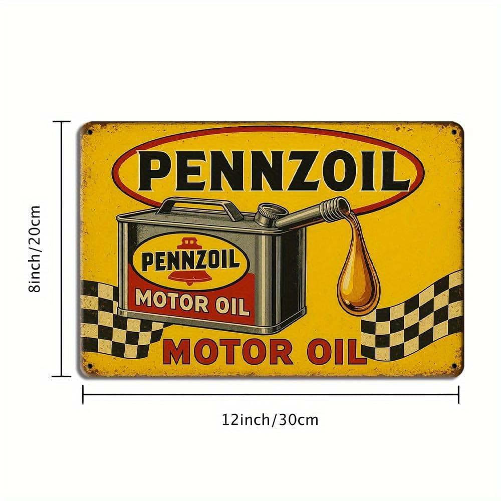 Pennzoil Motor Oil Sign - 20.32x30.48cm Vintage Metal Wall Art for Garage & Bar Decor chiaro