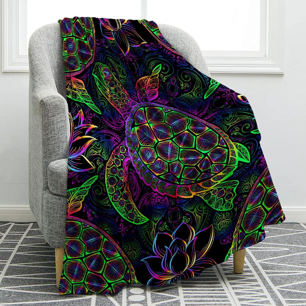 Flannel Fleece Bed Blankets Lightweight Cozy Throw Blanket for Couch Sofa Bedroom Adults Teen Sea Turtle Ocean Animal Landscape