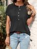 2023 Summer Fashion Women's Solid Color Short Sleeve Top European American Style Twist Button Design
