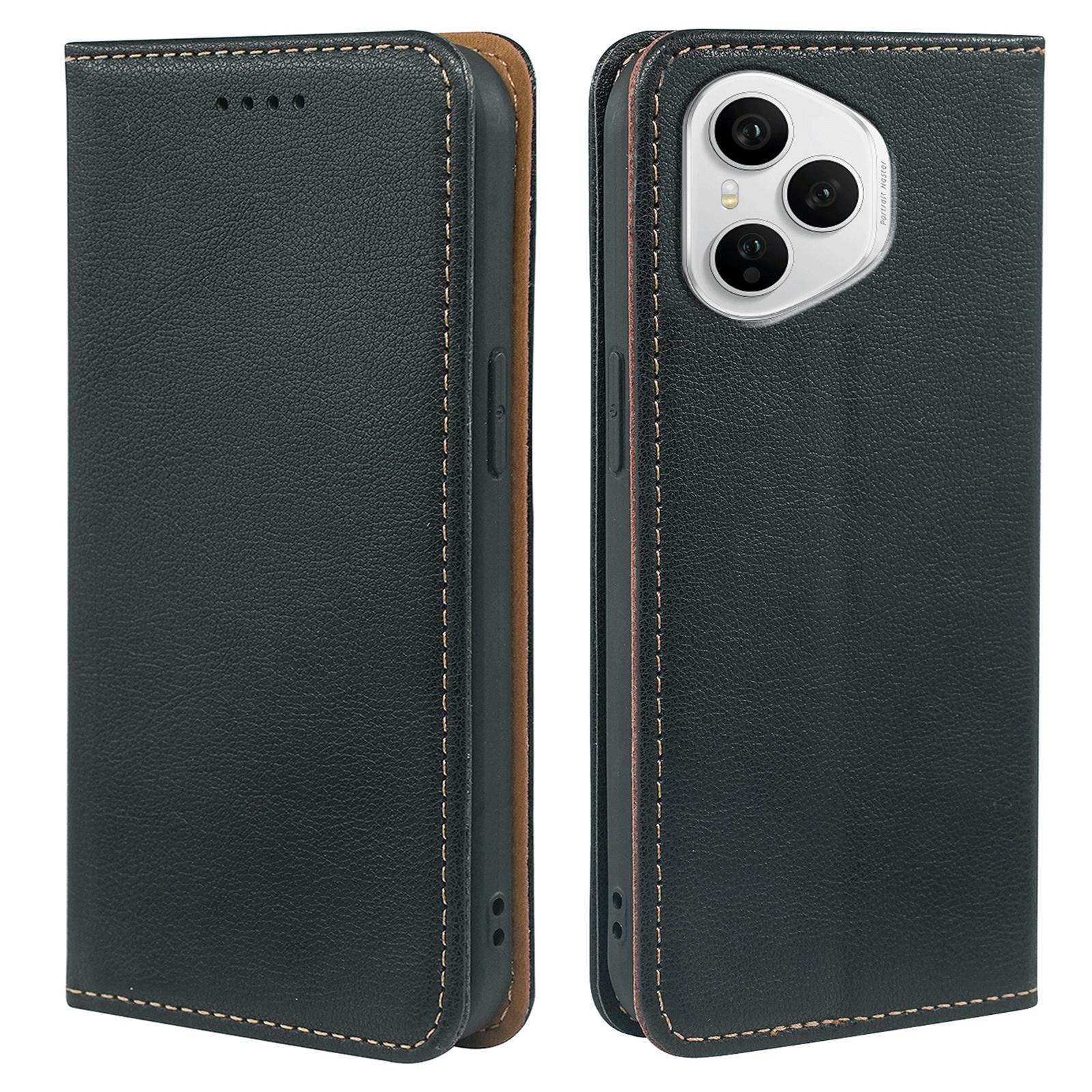 

Для Honor 400 Pro 5G (Глобальный) Чехол-кошелек с RFID-блокировкой, кожаный чехол для телефона, надежная магнитная застежка Black