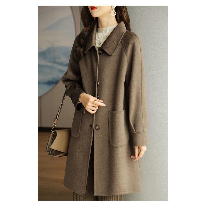 

Новое осенне-зимнее шерстяное пальто в корейском стиле из утолщенной шерсти, стильная маленькая женская куртка средней длины XL