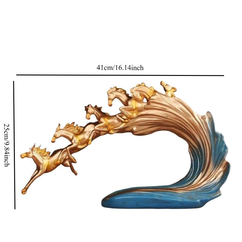 

1Pcs Horse Ornaments A Herd of Horses Arts and Crafts Resin Golden Light Luxury Wine Cabinet Office Desktop Decoration
