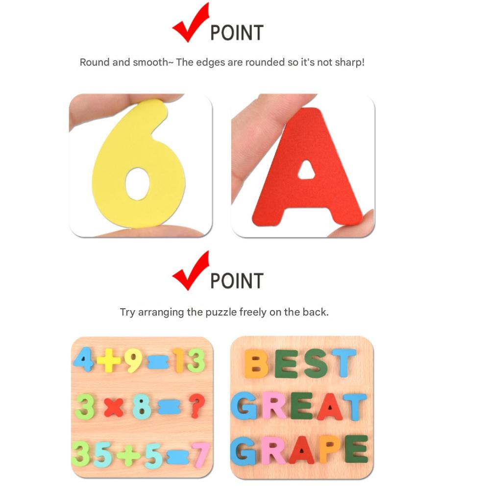 Oz Toy Wooden 3D Puzzle Numbers + Uppercase English Alphabet