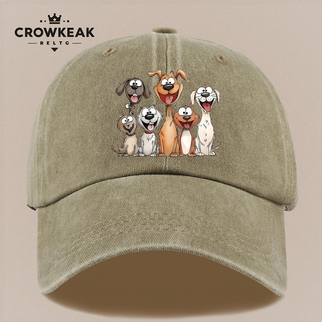 pc Cheerful Cartoon Dog Family Design Printed Casual Baseball Cap Lightweight Comfortable And Breathable Adjustable Size fo