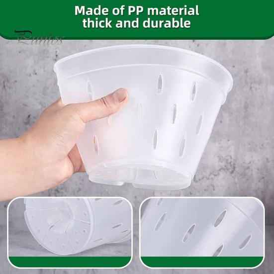 2 Stück transparente Orchideentöpfe, Blumenkübel, Design mit seitlichen Löchern, wiederverwendbar, weit verbreitet, Kunststoff-Orchideentöpfe mit Tabletts