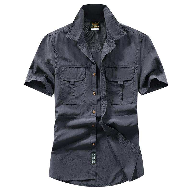 Summer Short Sleeved Shirt Men's Outdoor Loose Quick Drying Shirt Inch Shirt Casual Mountaineering Shirt