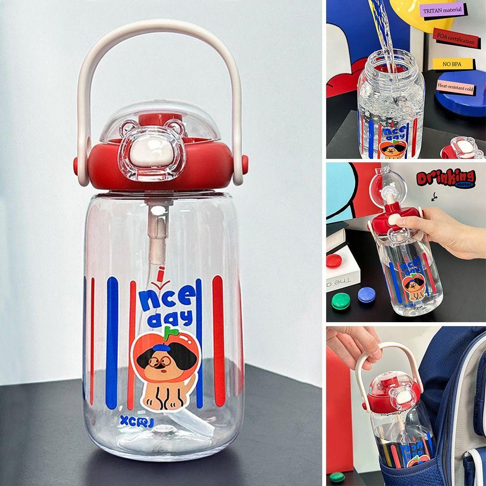 

Tritan Water Bottle Cartoon Plastic Cup Portable Straw Cup School червоний