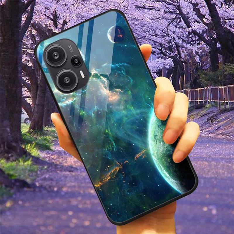 For Xiaomi Poco F5 5G / F5Pro Case Tempered Glass Lake Moon Hard Phone Cover for POCO F5 Pro Capas Funda on PocoF5 Luxury Coque
