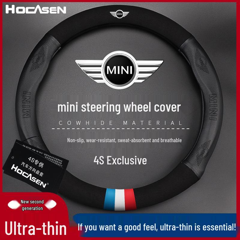 Originele Lederen Stuurwielhoes voor MINI Cooper, Countryman, Clubman - Universele Pasvorm voor Alle Seizoenen