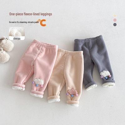 Fleece Leggings voor Baby Meisjes 2025 Winter met Pompon Applicatie - Super Schattig en Knus