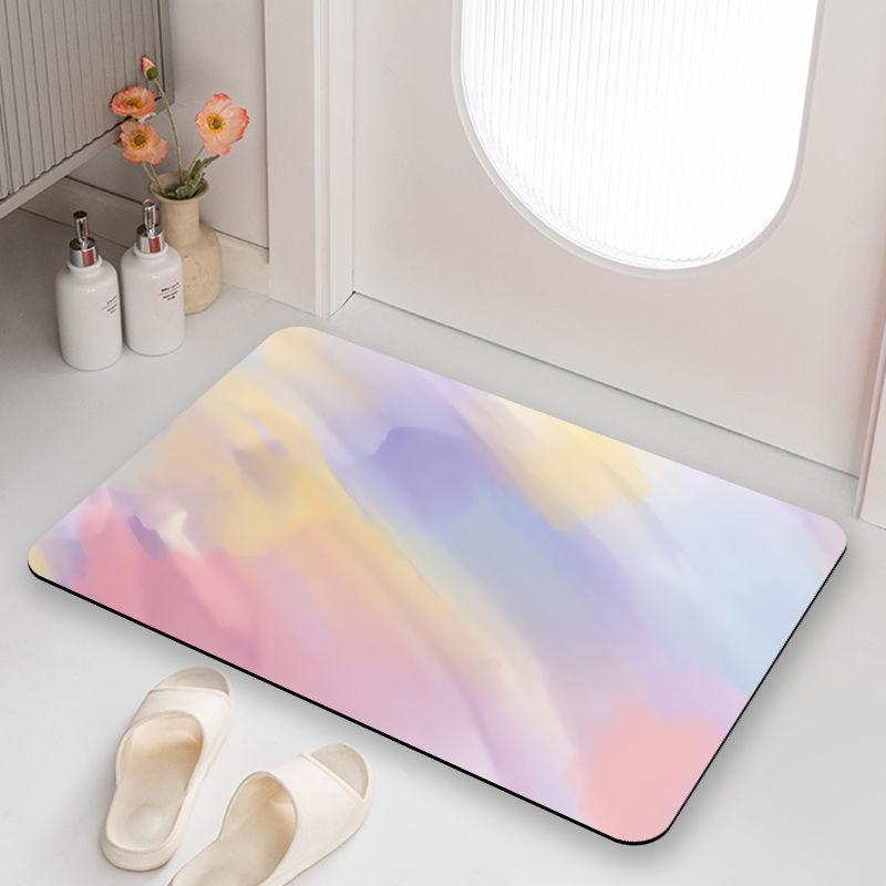 

Rainbow Smudged Diatom Mud Floor Mat, Shower Room, Non-Slip, Dirt-Resistant And Easy To Take Care Of, Foot Pad, Washing Table, Water-Absorbing Quick- 50*80cm