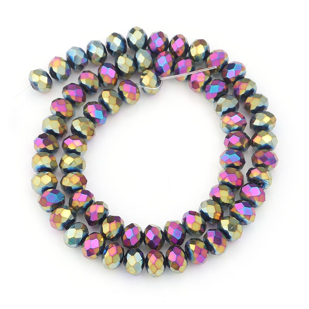 1 Strand Rondelle Faceted Crystal Beads Colorful Glass Loose Bead For Jewelry Making DIY Bracelet Necklace Supplies 3/4/6/8/10mm
