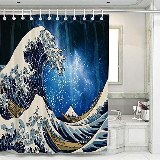 

BQEE 72 x 72 см Душевая Легкая Комната Быстросохнущая Штора, Водонепроницаемая, Установка, Разделитель, Легкая, (Волновой узор)