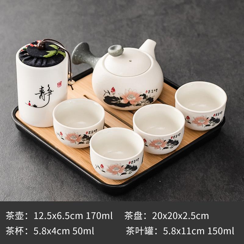 Purple Clay Ceramic Kung Fu Tea Set Home Teapot Set with Portable Tea Tray and Tea Caddy