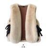 Imitation fur, imitation fox hair, side open lace-up vest jacket, short fur vest vest, female