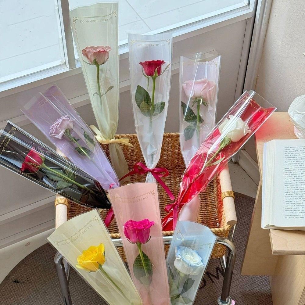50pcs Waterproof Flower Packaging Bag Transparent Bouquet Packaging Sleeve  Anniversary
