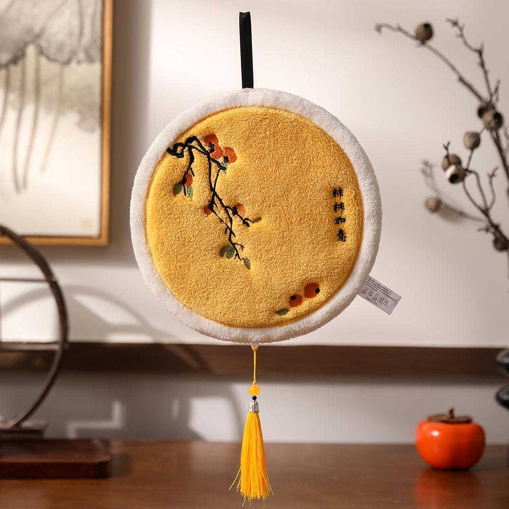 New Chinese-style Traditional-inspired Warm-toned Tassel Pendant Double-layer Absorbent Towel